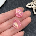 Pink iridescent acrylic petal pendants for DIY jewelry making and handmade crafts - Iridescent Pink Cabbage Leaf (22002)