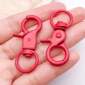 Pair of red lacquered swivel lobster clasps for DIY crafts and keychains - 44x21mm / Red