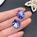 Irregular petal shaped pendants in gradient blue with metallic electroplated finish - Iridescent Deep Blue Cabbage Leaf (22003)