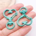 Matte blauwgroene hartvormige karabijnsluitingen van zinklegering voor DIY sieraden - Donkergroen