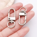 Silver swivel lobster clasp metal spring hooks for DIY keychains and bag accessories - White K Door Clasp Keychain (12x33-13023)