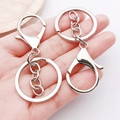 DIY keychain hardware kit with split ring and lobster clasp in polished silver finish - White K Keychain Set of 3 (35x65mm-9201)