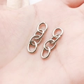 Silver spring ring carabiner chain connector accessory for DIY keychain on a hand - White K Iron 4-Link Keychain Chain (27x7mm-22190)