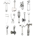 Lot de 12 pendentifs outils en alliage argent antique avec marteau scie et hache pour bijoux - Ensemble de 13 Outils Mixtes (SN79)