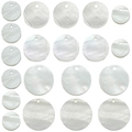 Disques ronds en nacre blanche naturelle avec trous pré-percés pour création de bijoux - Mixte 20 Pcs 6 Styles (SN1624)