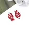 Rode emaille visbedeltjes van zilverkleurig roestvrij staal voor doe-het-zelf sieraden - Rood (Stalen Basis)