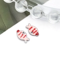Roze emaille vis bedeltjes met rode stippen voor DIY sieraden en handwerk maken - Roze (Stalen Basis)