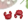 Gold-plated stainless steel red enamel crab pendant for DIY necklaces and bracelets - Gold Color Enamel Red Crab