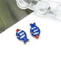 Blauwe emaille tropische vis bedeltjes van roestvrij staal voor DIY sieraden - Koningsblauw (Gouden Basis)
