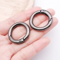 Set of two gunmetal grey round spring ring buckles for bags and DIY craft projects - 28mm / Gunmetal
