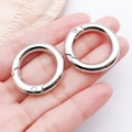 Silver metal spring rings for bags, polished zinc alloy snap buckles held in palm - 28mm / White Gold