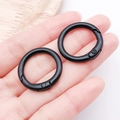 Pair of black alloy spring O-rings for handbag straps and DIY metal craft accessories - 25mm / Swimming Black