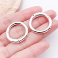 Pair of polished silver spring gate rings for DIY handbags and accessory connections - 25mm / Bright Silver