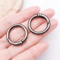 Pair of round gun black spring-gate alloy rings for handbag straps and DIY accessories - 25mm / Gunmetal
