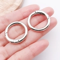 Two polished silver alloy O-ring spring clasps for bag straps and DIY crafts - 25mm / White Gold
