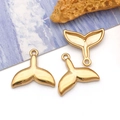 Golden stainless steel whale tail charms for DIY jewelry and necklaces - Large Fish Tail (T3028) / 13x14x2mm