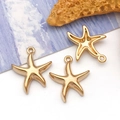 Golden starfish charms for DIY jewelry making in polished vacuum-plated stainless steel - Large Starfish (T3029)