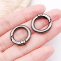 Pair of gunmetal zinc alloy O-ring carabiners with spring snap for handbags - 20mm / Gunmetal