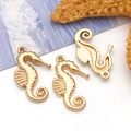Golden seahorse charms for DIY jewelry making with realistic sea animal textures - Large Seahorse (T3031)