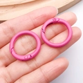Mosquetón redondo rosa mate de 24mm en aleación para llaveros y bisutería DIY - Rosa rojo