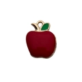 Red apple charm pendant with gold metal edges and green leaves for DIY jewelry making - Red Enamel Fruit Apple (10851)