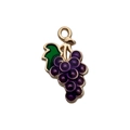 Cute purple grape alloy pendant with green leaves for DIY necklaces and jewelry making - Purple Enamel Fruit Grape (10852)