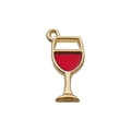Cute golden wine glass charm with red enamel fill for DIY necklace and jewelry making - Red Enamel Wine Glass (10987)