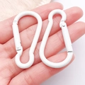 Pair of matte white gourd-shaped aluminum carabiners for DIY keychains and bag accessories - White (26204)