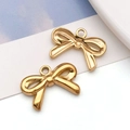 Colgantes de lazo dorado pulido para joyería DIY con superficie de espejo lisa - Estilo de Lazo Mini Minimalista (T2875)