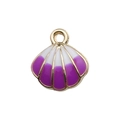 Scallop shell pendant with white and purple enamel gradient in gold alloy finish - Purple Enamel Ocean Shell (12034)