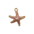 Pink and white enamel starfish pendant in gold alloy for DIY jewelry and necklaces - Pink Enamel Ocean Starfish (12312)