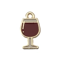 Cute red wine glass alloy pendant with gold plating and deep red enamel for DIY jewelry - Burgundy Enamel Wine Glass (13525)