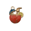 Tropical cocktail charm in gold finish with orange enamel and mini umbrella detail - Orange Yellow Enamel Fruit Juice (14961)