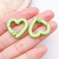 Mini heart-shaped alloy spring clasp connector in macaron green finish for DIY crafts - Green