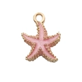 Golden starfish charm with pink enamel inlay for DIY jewelry making accessories - Pink Enamel Ocean Starfish (8612)