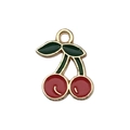 Cute red cherry enamel alloy pendant charm with gold metal ring for DIY jewelry making - Red Drip Oil Fruit Cherry (8621)