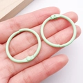 Pair of 30mm mint green matte metal binder rings with mechanical lock for DIY projects - Light Green