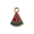 Watermelon slice pendant charm in red and green enamel for DIY jewelry making - Red Enamel Fruit Watermelon (8622)