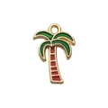 Golden coconut tree pendant with green and red enamel detail for DIY jewelry - Green Enamel Beach Coconut Tree (9912)