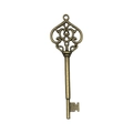 Pendentif clé vintage en argent antique avec motif de cœur filigrane pour DIY - Style Clé Motif Évidé Bronze Antique (8752)