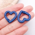 Dark blue heart-shaped metal alloy clasp for DIY bags and keychains, set of two - Dark Blue