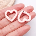 Two pink matte heart-shaped alloy lobster clasps for DIY keychains and bags - Light Pink