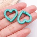 Mini lake blue heart-shaped alloy spring clasp for DIY keychain and bag accessories - Dark Green