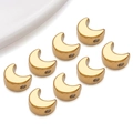 Macro shot of 12 crescent moon spacer beads in gold plated stainless steel for DIY jewelry - Flat Moon Style (T3008)