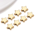 Golden star-shaped stainless steel spacer beads for DIY jewelry making and bracelet crafts - Flat Star Style (T3009)