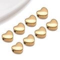 Polished gold stainless steel heart-shaped spacer beads for jewelry making and DIY crafts - Medium Curved Heart Style (T3012)