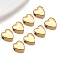 Set of 8 gold heart-shaped stainless steel spacer beads with side holes for DIY jewelry - Large Curved Heart Style (T3013)