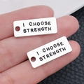 Silver rectangle pendant engraved with I CHOOSE STRENGTH text for fitness jewelry - Letter Plate I CHOOSE STRENGTH (8997)