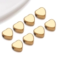 DIY gold heart-shaped metal spacer beads for jewelry making with premium matte finish - Small Flat Heart Style (T3016)