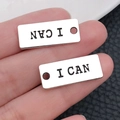 Silver antique style charm with I CAN engraving for DIY jewelry necklaces and keychains - Letter Plate I CAN (9002)